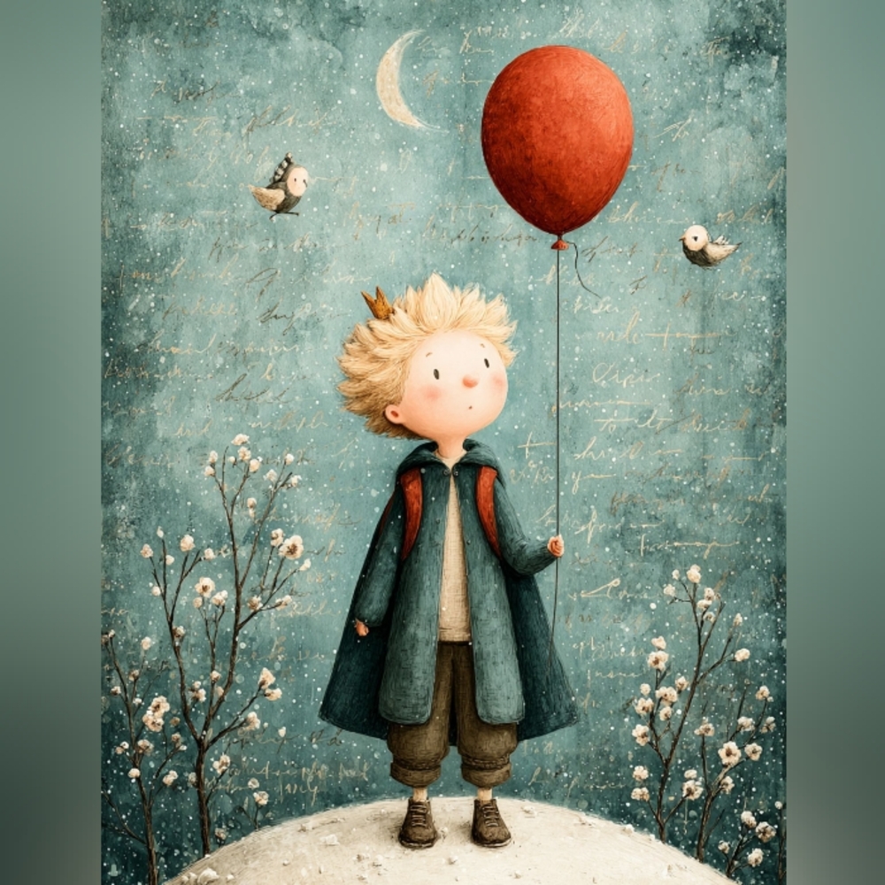 Charming Art Print with Red Balloon